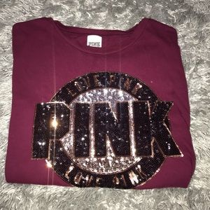 PINK Sparkly Burgundy T-shirt